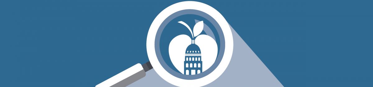 Magnifying glass over AISD logo