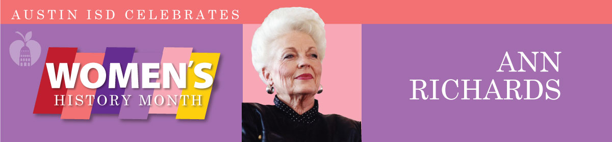 Graphic with photo of Ann Richards