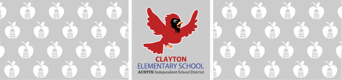 photo of a cardinal in the center with text Clayton Elementary School