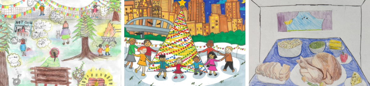 photo of drawings made by students for the Austin Trail of Lights contest