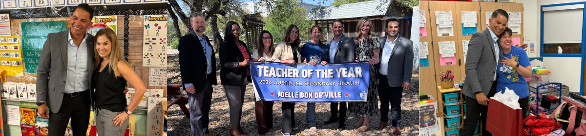 photo with people celebrating Teacher of the Year. 