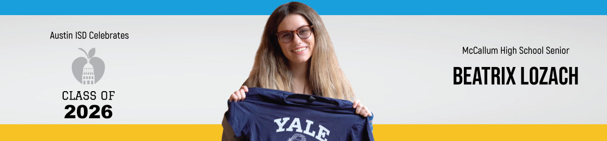 Beatrix holding a Yale University flag for Senior Success Story