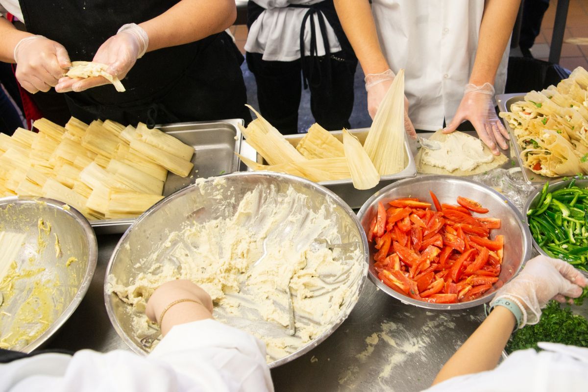 Making tamales at the annual Travis ECHS tamalada