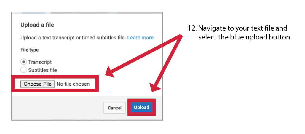 Choose file button and save upload button highlighted