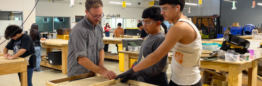 Students at construction class