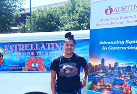 Young latina food truck workder from Estrellatina Tacos