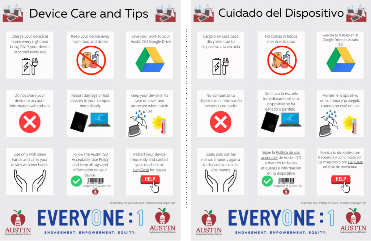 Device Care and tips - english and spanish