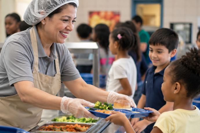 woman serving food