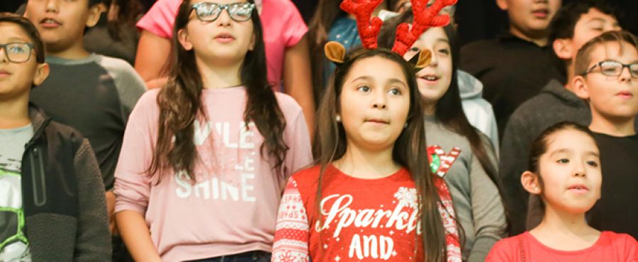 Students at holiday celebration