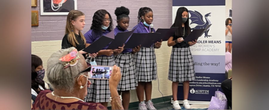 Students singing at the ceremony