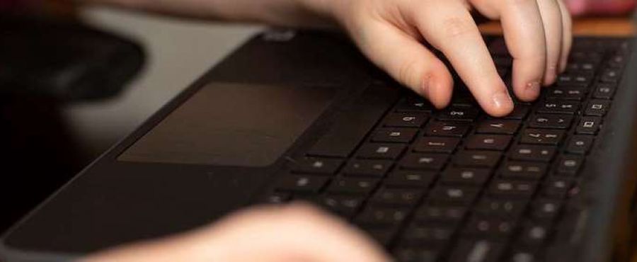 Student using laptop