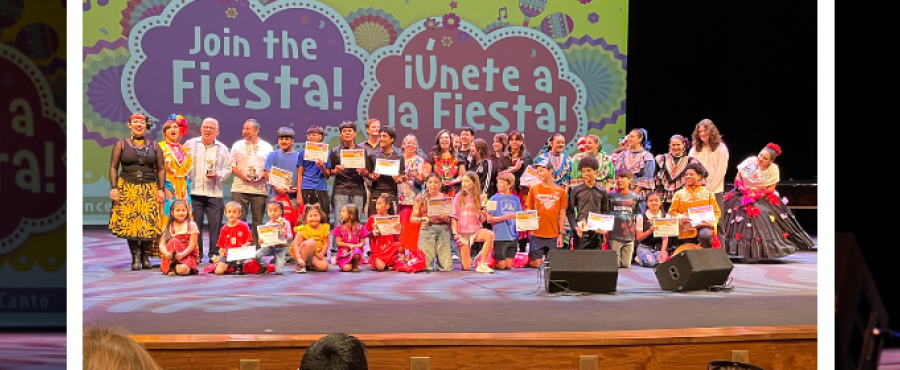 Students participating in the Join the Fiesta Hispanic Heritage Talent Show 