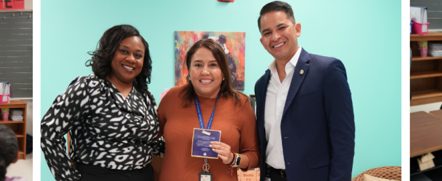 Austin ISD Superintendent Matias Segura gives Rave Award to Palm Elementary teacher 