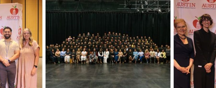 Three images of the graduation ceremony 