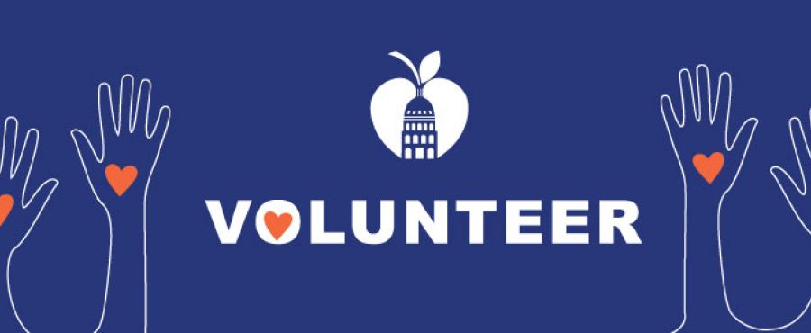 Banner which says "Volunteers" with the Austin ISD logo