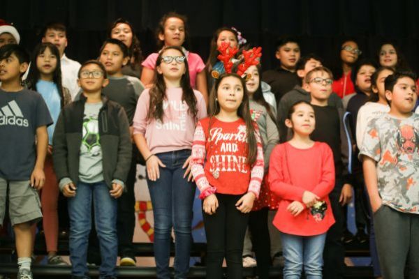 Students at the holiday celebration