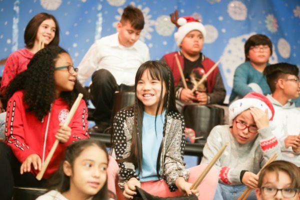 Students at the holiday celebration