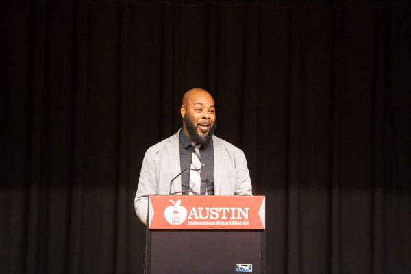 Campbell Principal Keith Moore addresses students