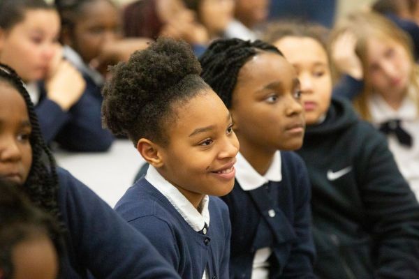 Students watch the assembly